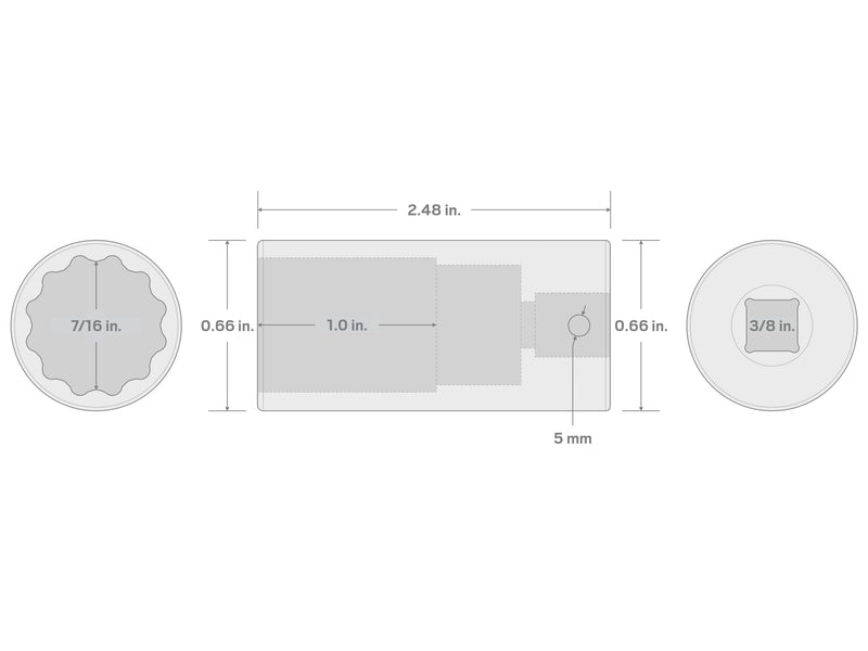 TEKTON 3/8 Inch Drive x 7/16 Inch Deep 12-Point Impact Socket | SID13211 7/16 in.