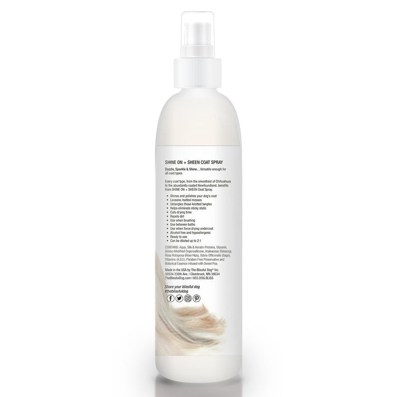 [Australia] - The Blissful Dog Shine-On + Sheen Coat Spray, All Natural Leave in Conditioner and Detangler for Your Dog 8-Ounce 