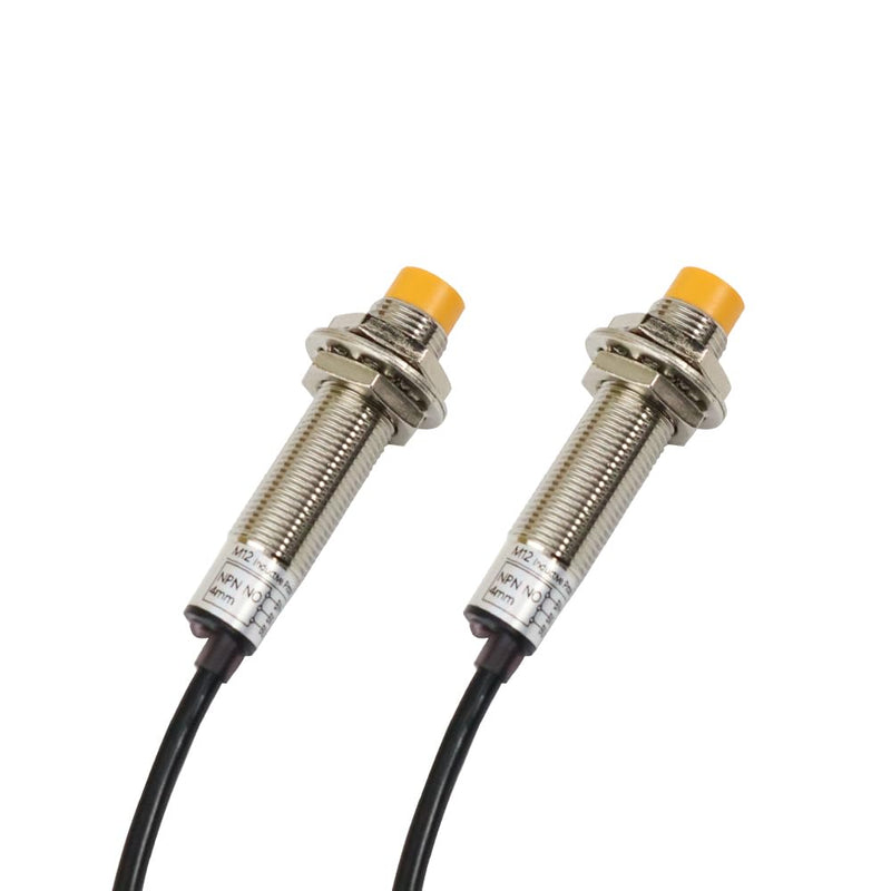 2Pcs M12 Inductive Proximity Sensor, NPN NO Proximity Switch, DC 6V-36V 4mm Normally Open Antivibration Proximity Sensor Reverse Power Protection,Directly Connecting with PLC 2 pcs