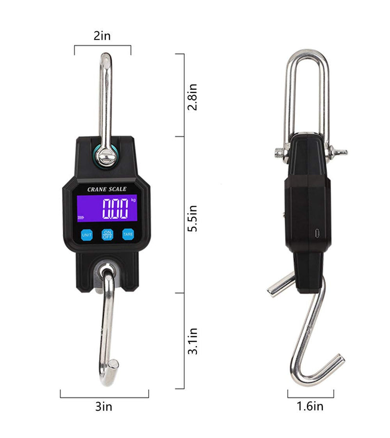 Klau Portable Rechargeable Crane Scale 300 kg / 600 lb Heavy Duty Digital Hanging Scales LCD Display with Backlight Orange for Home Farm Hunting Outdoor