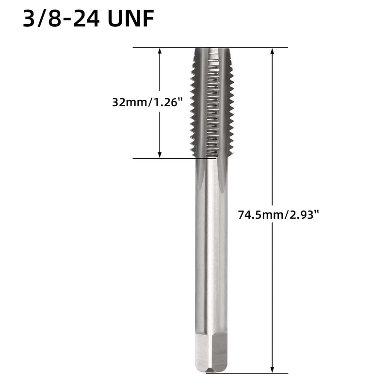 3/8-24 UNF Thread Tap, HSS Machine Tap Right Hand, Straight Fluted Thread Milling Taps, 1 PCS 3/8-24 UNF