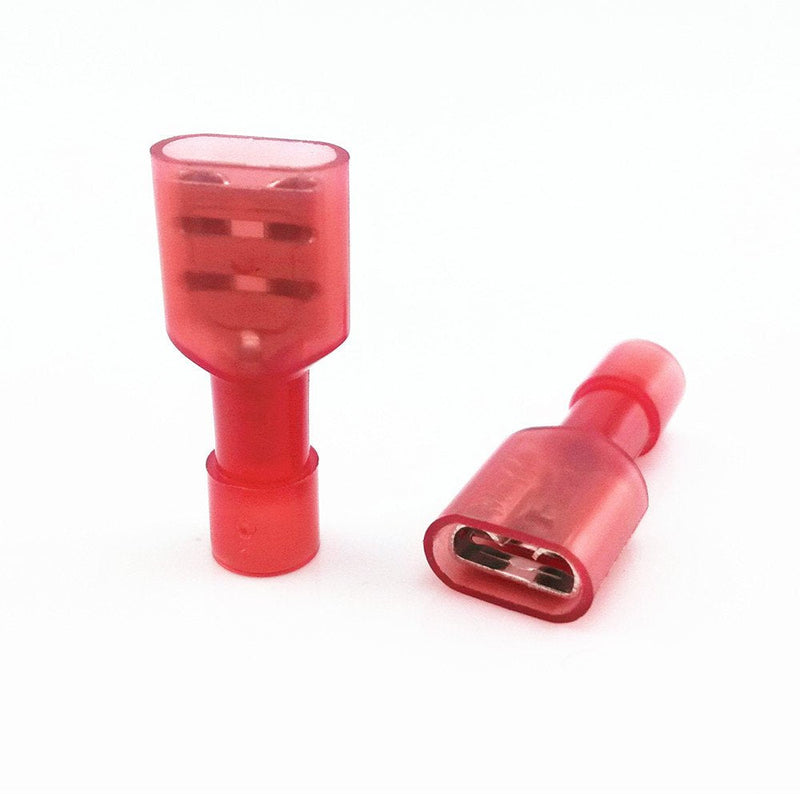 yueton® 100pcs Red 22/18- Gauge Nylon Female Fully-Insulated Quick Disconnects Wiring Spade Wire Crimp Terminal
