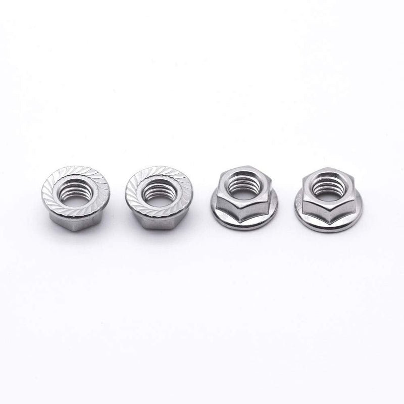1/4-20 Serrated Flange Hex Lock Nuts, 304 Stainless Steel 18-8 Hexagon Nuts, Full Thread, Bright Finish, 50 PCS 1/4"-20