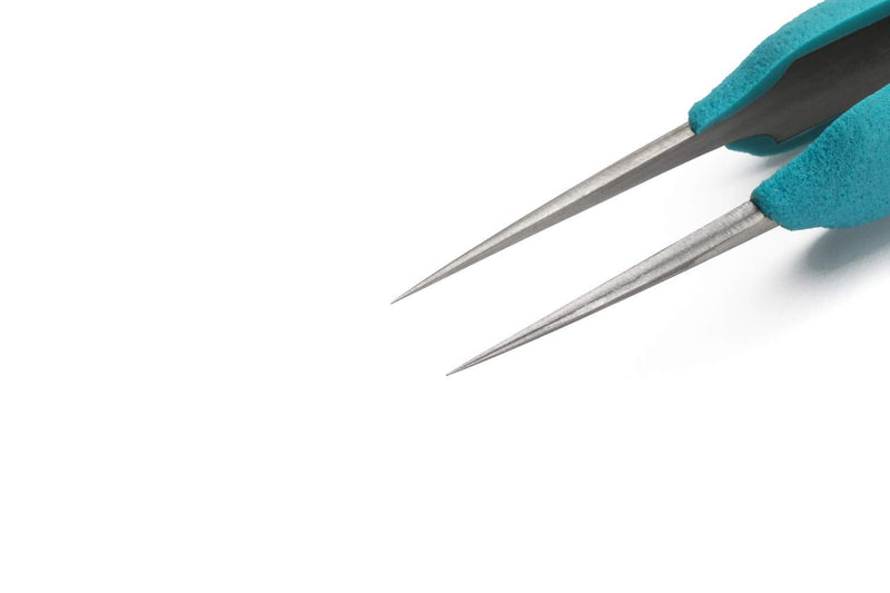 Weller Erem E5SA Stainless Steel Straight Micro Point Anti Magnetic Ergonomic Tweezer, 4.75" Overall Length