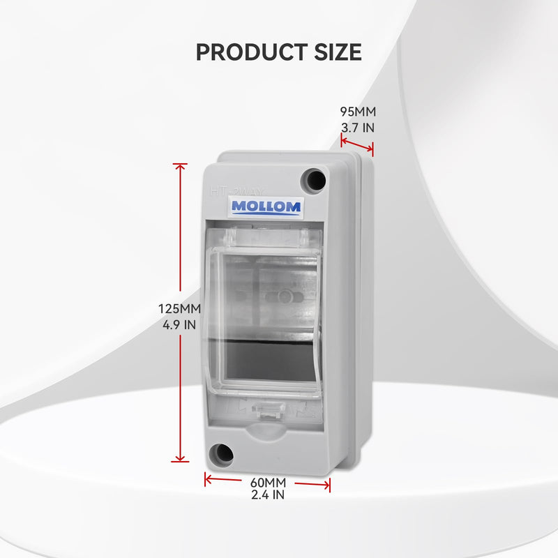 2 Way Circuit Breaker MCB Distribution Protection Box with DIN Rail, IP65 Waterproof,for Indoor and Outdoor 2Way | 60x95x125 MM HT