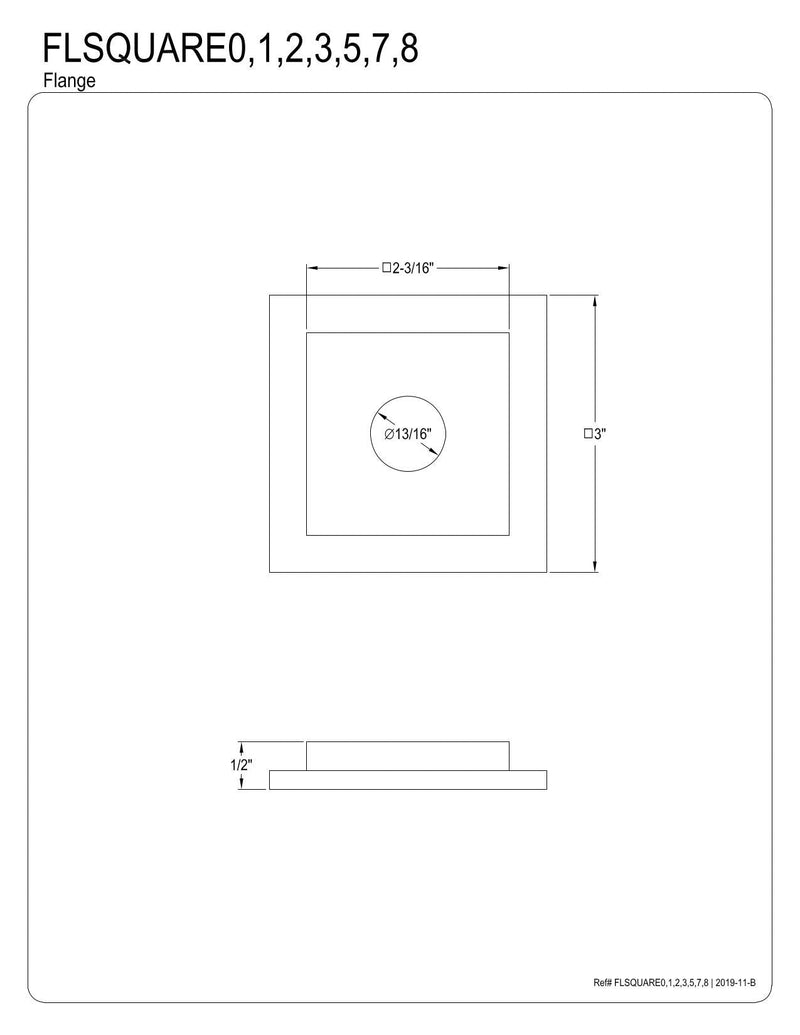 Kingston Brass FLSQUARE8 Magellan Heavy Duty Square Solid Cast Brass Shower Flange, Brushed Nickel