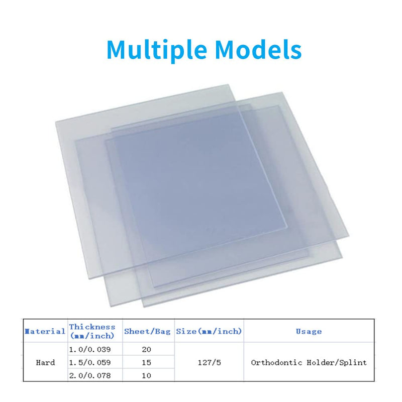 Dental Hard Splint, Thermoforming Materials for Vacuum Forming Machine 5''x 5'' (2.0MM-10PCS) 2.0MM-10PCS