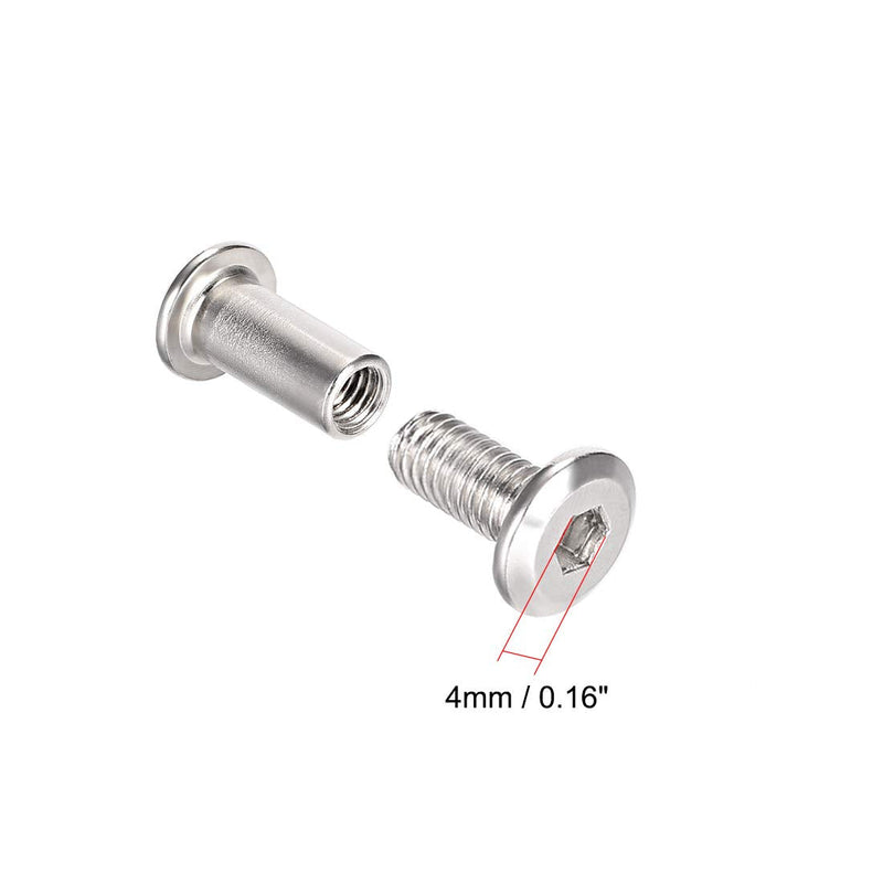 uxcell Screw Post Fit for 5/16"(8mm) Hole Dia, Male M6x10mm Belt Buckle Binding Bolts Leather Fastener Carbon Steel 10 Sets 10mm