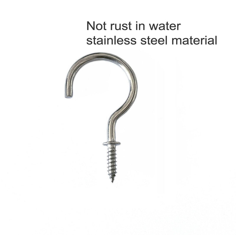 Screw Hooks Stainless Steel Screw-in Light Hooks 1-1/2" Screw Cup Hook Ceiling Hooks 36 Pcs