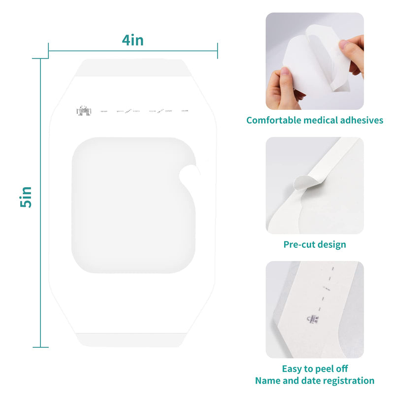 Dimora Transparent Film Dressing 50 Packs, Waterproof Adhesive Clear Bandages 4 in x 5 in, Wound Cover for IV Shield, Tattoo Aftercare Bandage(FSA/HSA Approved)) 4" x 5"