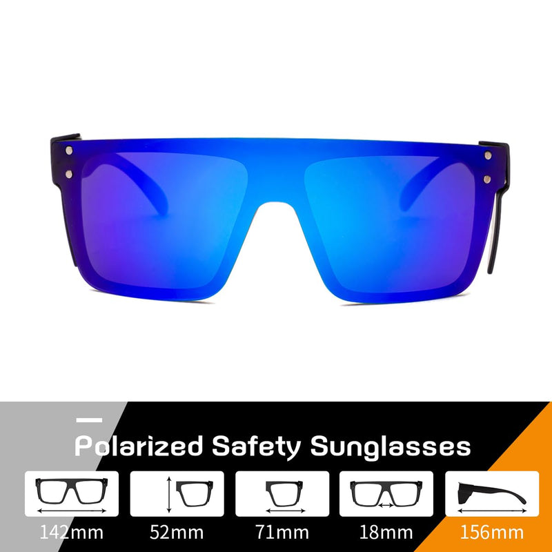 UV400 Polarized Safety Sunglasses – ANSI Z87.1 Certified, Anti-Glare, Shatterproof, UV Protection Blue Mirror
