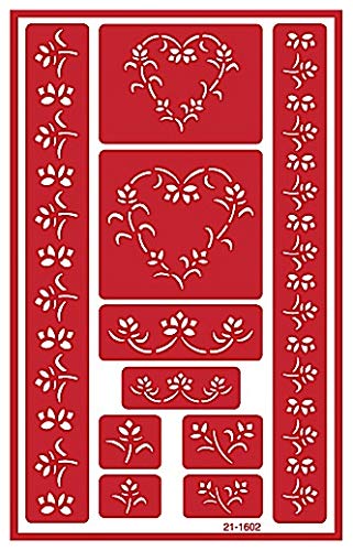 3 Armour Etch Over N Over Reusable Glass Etching Stencils Set | Heart, Floral, Star, Circle Borders and Patterns