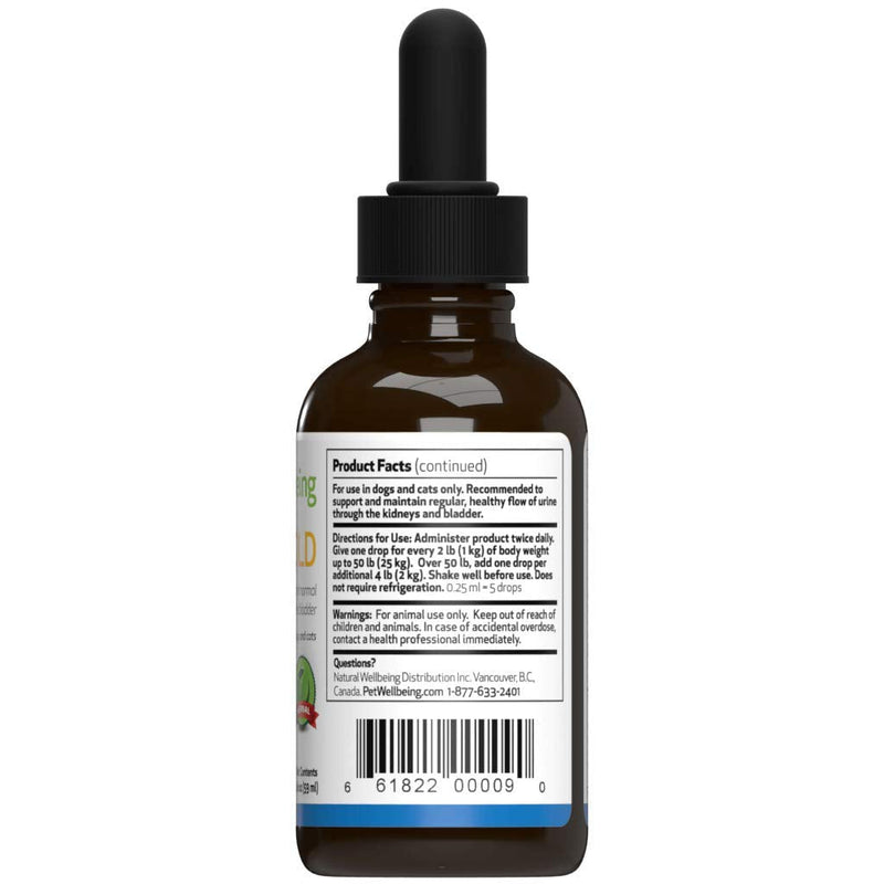 Pet Wellbeing Urinary Gold For Cats - Natural Support For Feline Urinary Tract Health - 2Oz (59Ml) - PawsPlanet Australia