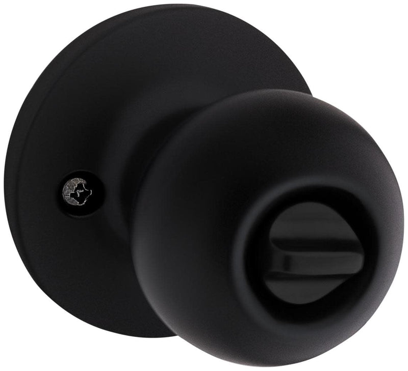 Kwikset Safelock SK3000RG-514 Regina Knob Privacy Lock with RCAL Latch and RCS Strike Matte Black Finish