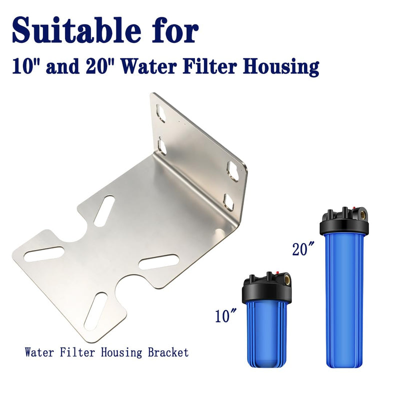 2Pcs Stainless Steel Water Filter Housing Mounting Bracket, Water Purifier RO Housing Bracket for 10'' and 20'' Filter Housings (2) 2