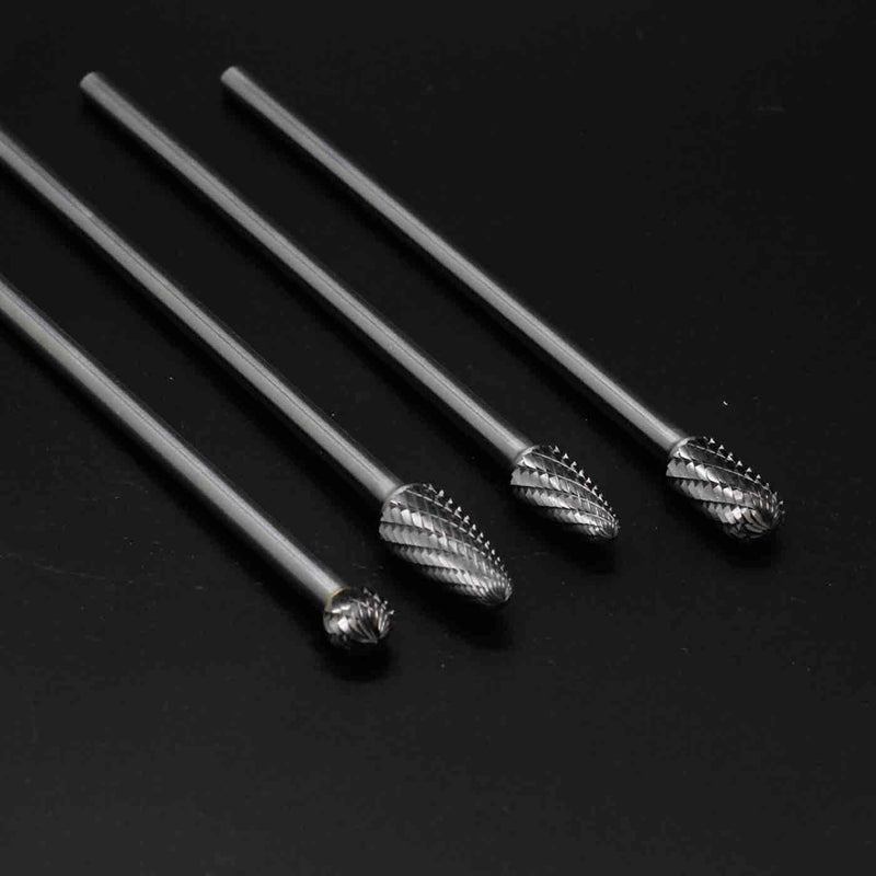 4Pcs 6mm Carbide Burr Set, 6" Long Shank Rotary File | 4pcs 6mm tungsten carbide rotary burrs, 6" long reach. Ideal for carving, engraving, grinding on wood, metal, plastic.