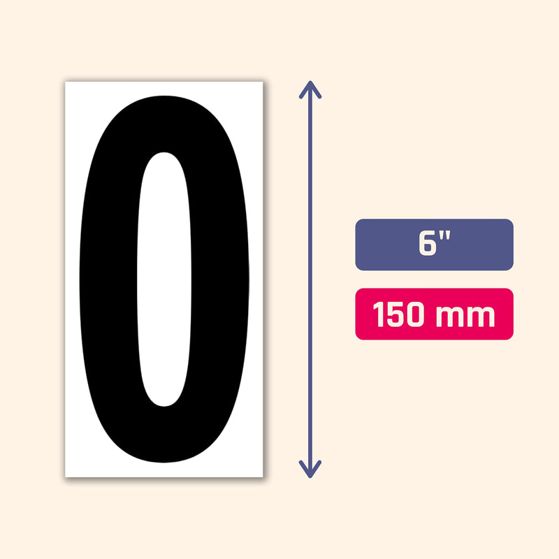 40 Pieces, 6" - Vinyl Number Stickers, Waterproof Large Stick On Numbers - Black Numbers 6 x 3 inches
