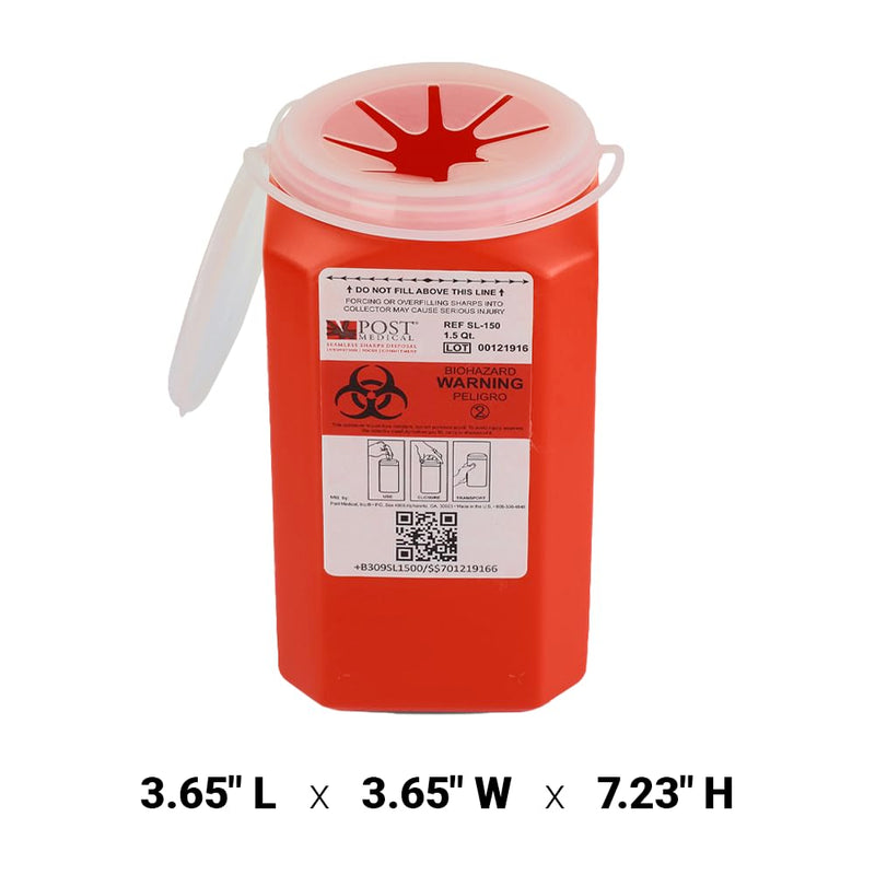 1.5qt (1PK) Mail-in Take Back Sharps Containers with Destruction Services for Safe & Environmentally-Responsible Needle Disposal | Home, Personal, Travel, and Professional Use 1.5qt (1PK)