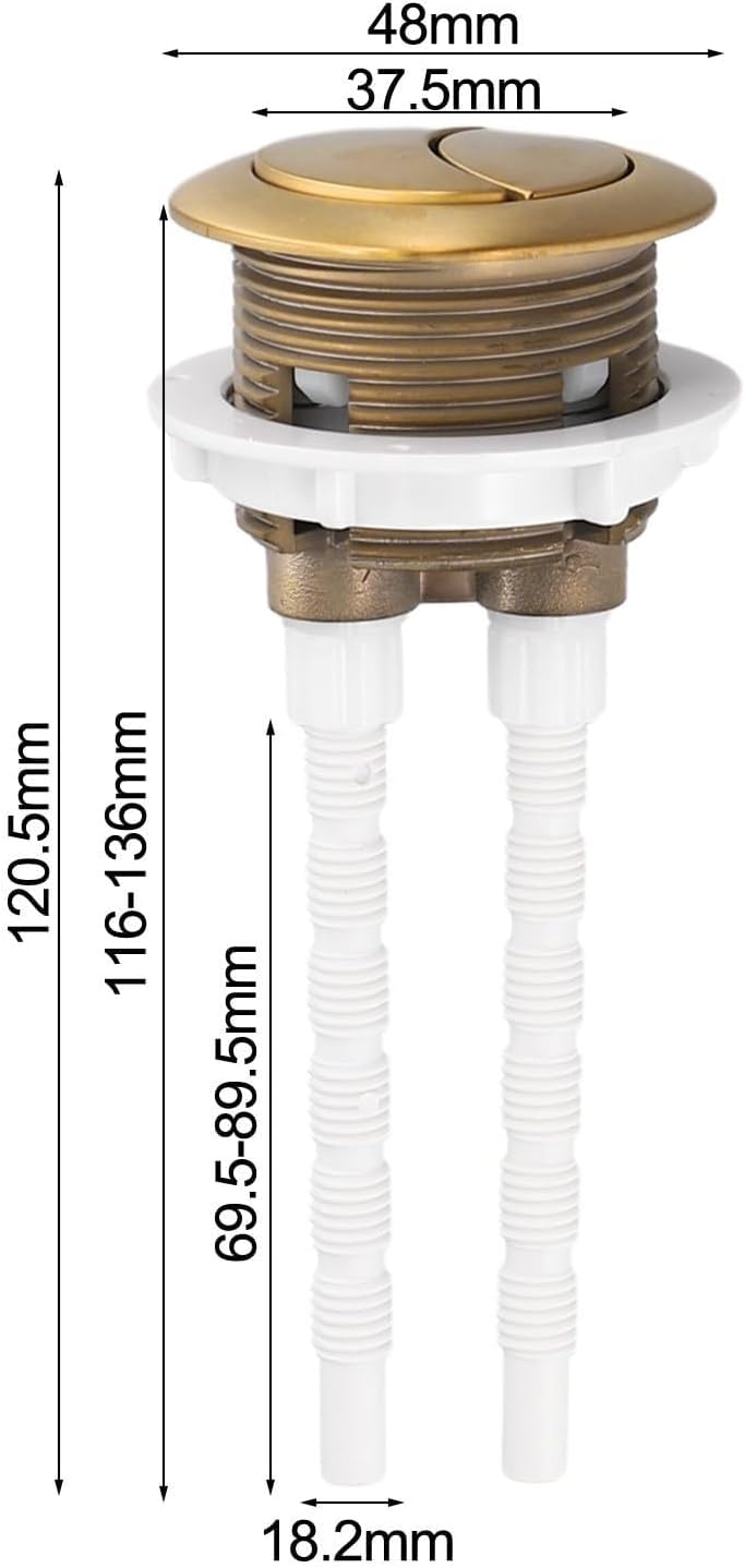 38mm Adjustable Gold Dual Flush Handle, Brushed PVD Coated | Matte bronze spray, premium texture. Easy install. Fits small toilet ceramic openings.