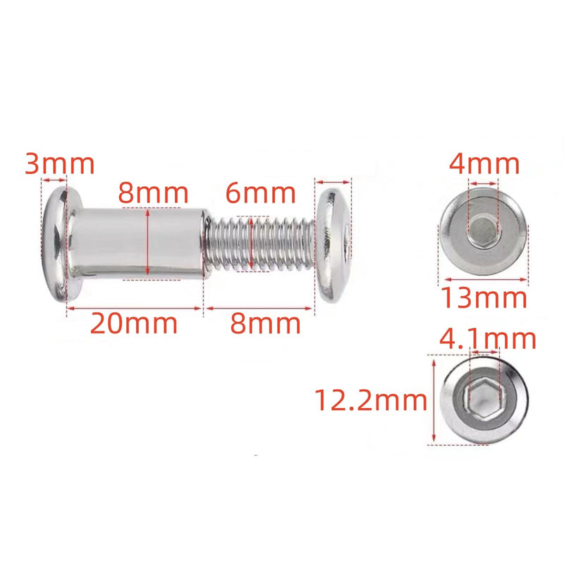 NACX 5/16"(8mm) Screw Post, Male M6 x 20mm Binding Bolts Fastener, 304 Stainless Steel, 15Sets - NewNest Australia