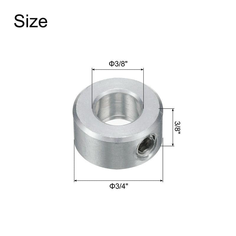 uxcell 4pcs Set Screw Collars 3/8" Bore, Aluminum Shaft Collars, 3/4" OD and 3/8" Thickness, Set Screw Clamp Collar, Stop Collar for Linear Rod Shaft Guide