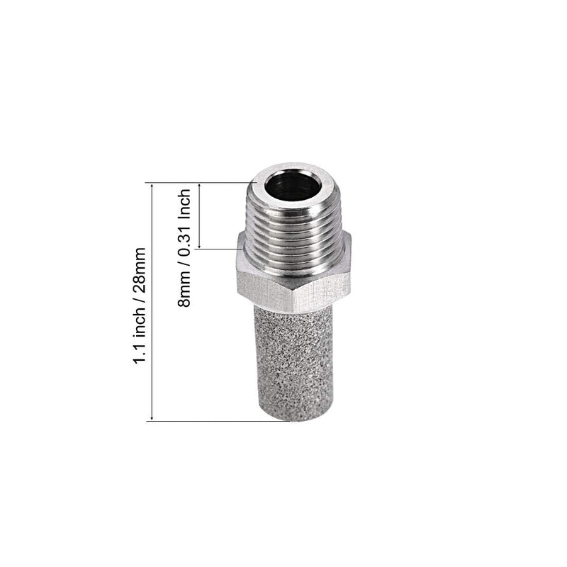 uxcell Exhaust Muffler NPT1/8 Male Thread Sintered Stainless Steel Breather Pneumatic Air Muffler