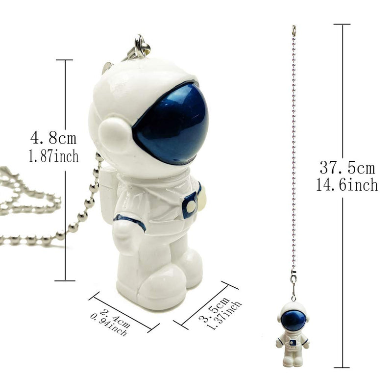 12 inch Mini Blue Spaceman Charm Pendant Ceiling Fan Danglers Fan Pulls Chain Extender with Ball Chain Connector