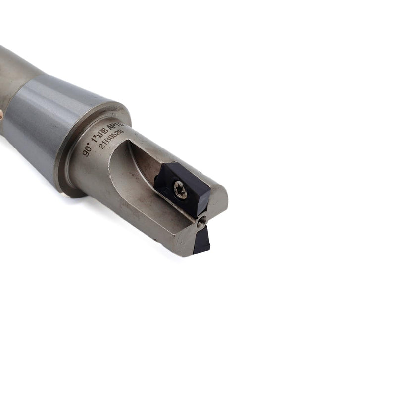 OSCARBIDE 1" Indexable End Mill R8 Shank 5-27/32" Length 2 Flutes 90° AP16 | 2 APKT1604 Carbide Inserts | Nickel Plated | Square Shoulder Milling | Smooth Finish | Long-Lasting Durability