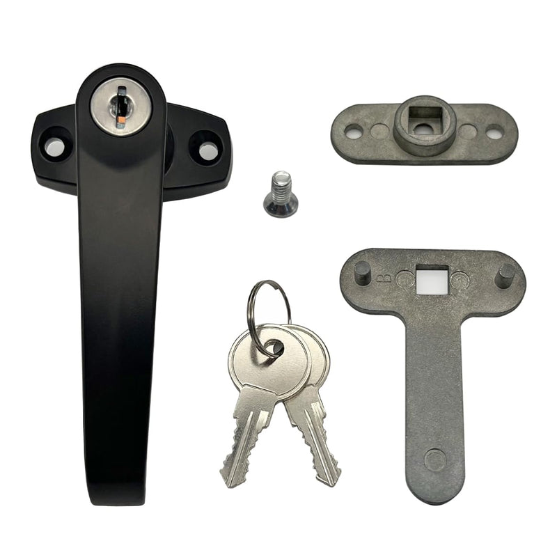 2 Sets Purocean Level Handle Cam Lock,L-Type Locking Door Handle,Cabinet Handle Lock(Black)