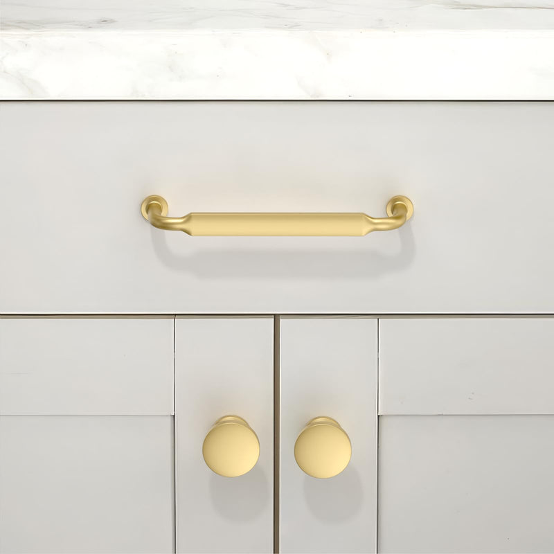 20 Pack Brushed Gold Cabinet Pulls 5 Inch(128mm) Kitchen Cabinet Handles Solid Zinc Alloy Cabinet Hardware Drawer Pulls 5" Hole Center 20