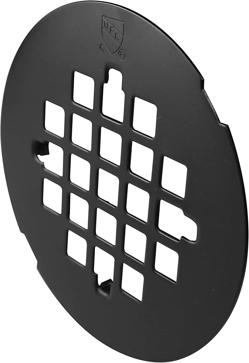 Westbrass A206B-62 2" No-Caulk Brass Compression Shower Drain with 4-1/4" Round Grid Cover, Matte Black
