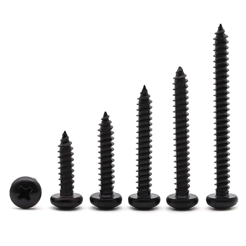 #10 x 3/4" (50 Pack) Stainless Steel Phillips Pan Head Wood Screws, Stainless Steel 304 (18-8), Pan Head Sheet Metal Screws Self Tapping Screws, Black Coated #10 x 3/4" 50