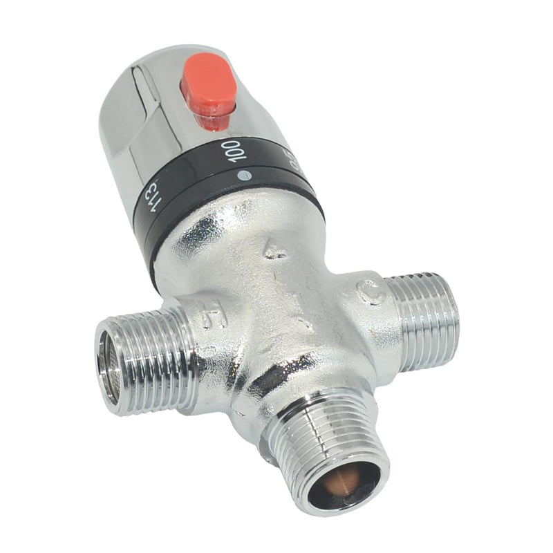 Thermostatic Mixing Valve,Solid Brass- Golden Thermostatic Shower Valve,1/2" NPT Thread Water Heater Mixing Valve for bathroom showers, solar systems and kitchen faucets,etc. (Silver) Silver