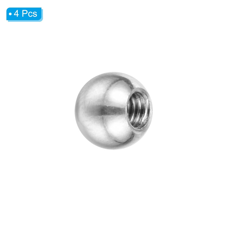 PATIKIL M4x8mm Ball Nuts Knob, 4 Pack Female Thread 304 Stainless Steel Round Blind Hole Screw Cap Cover for Lighting Machinery DIY Decoration, Silver