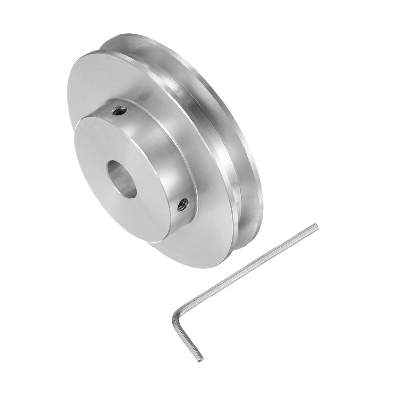 HARFINGTON Single Groove Pulley 8mm Fixed Bore 60mm Outer Diameter Aluminum Alloy with Hex Wrench for Drilling Machine 6mm PU Round Belt 8mmx60mm