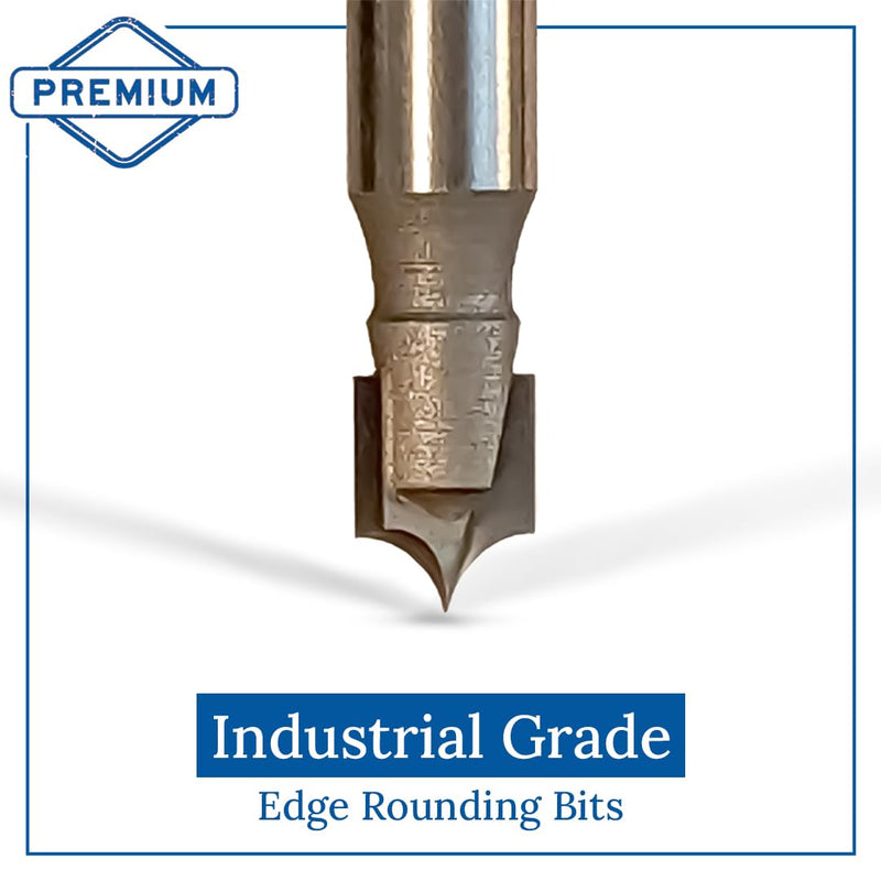 Edge Rounding Bit Set - 1/4" & 1/8" Radius Pointed Tip Round Over Bits with 2 Flutes, Tungsten Carbide Material, 1/4" Shank, 2" Length, Round-Over Cut, Router Bits