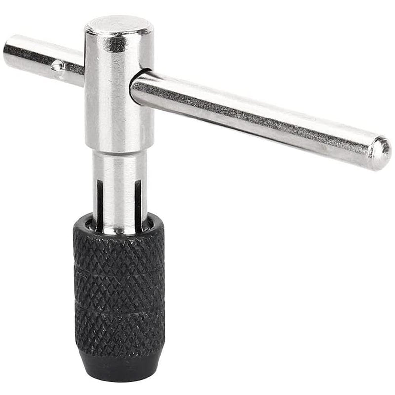 Mesee 6 Pcs Tap Wrench Tool Set, Adjustable T-Handle Ratchet Tap Holder Wrench Machine Screw Thread Metric Plug T-Taps with M3 M4 M5 M6 M8 Taps for Metal/Aluminum/Plastic/Wood