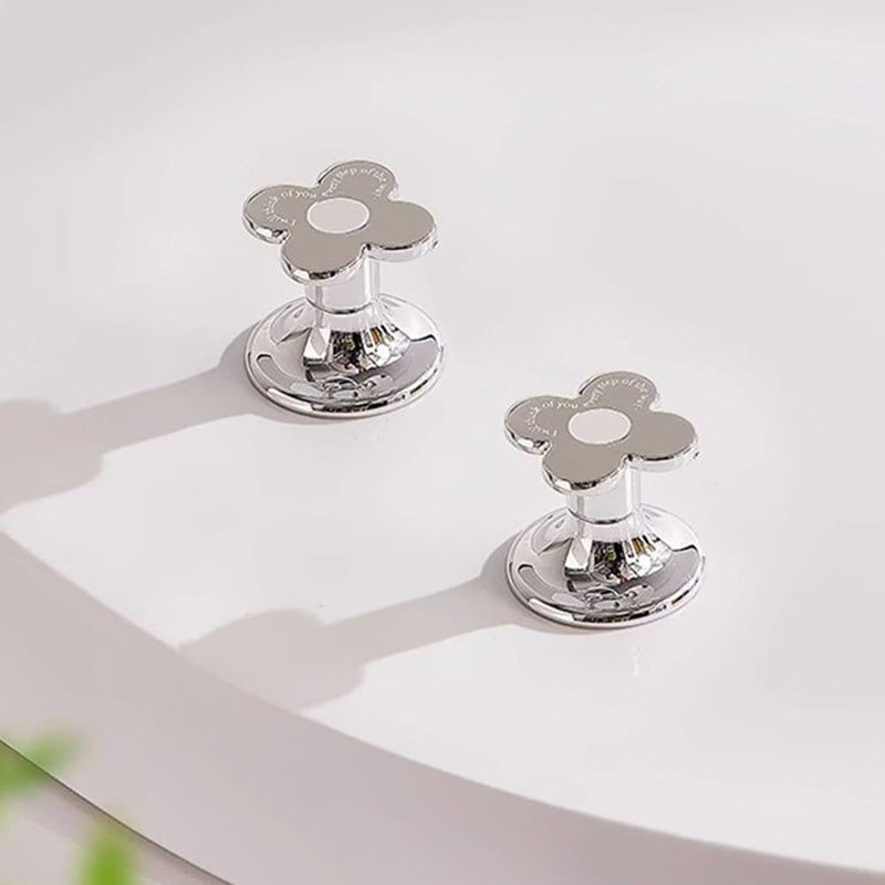 Mikikit 2pcs Toilet Button Pusher Flower Shape Flush Button for Toilet Water Tank Easy Installation Bathroom Accessory
