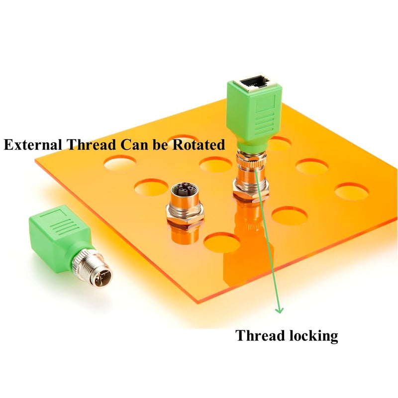 M12 X-Coded 8 Pin to RJ45 Adapter Cat6 Industrial Ethernet Shielded Connector IP67 Waterproof RJ45 to M12 Bulkhead Jack for Industrial Camera GigE Vision PoE Sensor