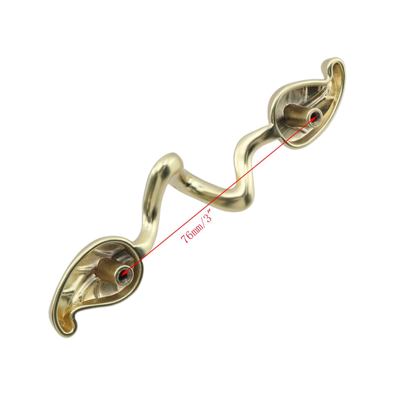6pcs Leaf Shape Drawer Pull Handle 3" Hole to Hole Gold Twig Branch Cabinet Pulls 4.72" Length Zinc Alloy Dresser Handles Knobs for Closet Furniture Wardrobe Cupboard, with Screws (Gold)