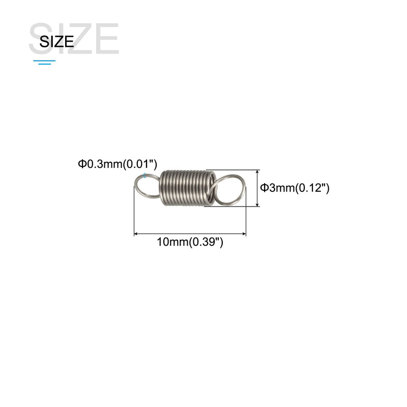 METALLIXITY Extension Spring (0.3x3x10mm/0.012"x0.12"x0.39") 10Pcs, Stainless Steel Tension Spring Wire - for Home Repair Construction Machinery 0.012"x0.12"x0.39"