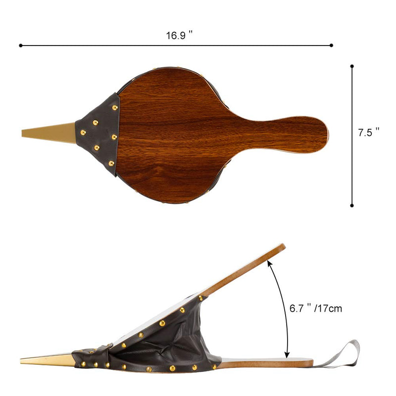 Fireplace Bellows 17"x7.5" Large Wood Bellows Fireplace Tools Accessories Brown 17"x7.5"