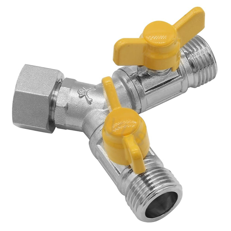 Joywayus Nickel Plated Brass G1/2" 3 Way Shower Diverter Valve, Y Shape Water Diverter Shut-Off Valve Adapter, for Shower Hose and Showerhead