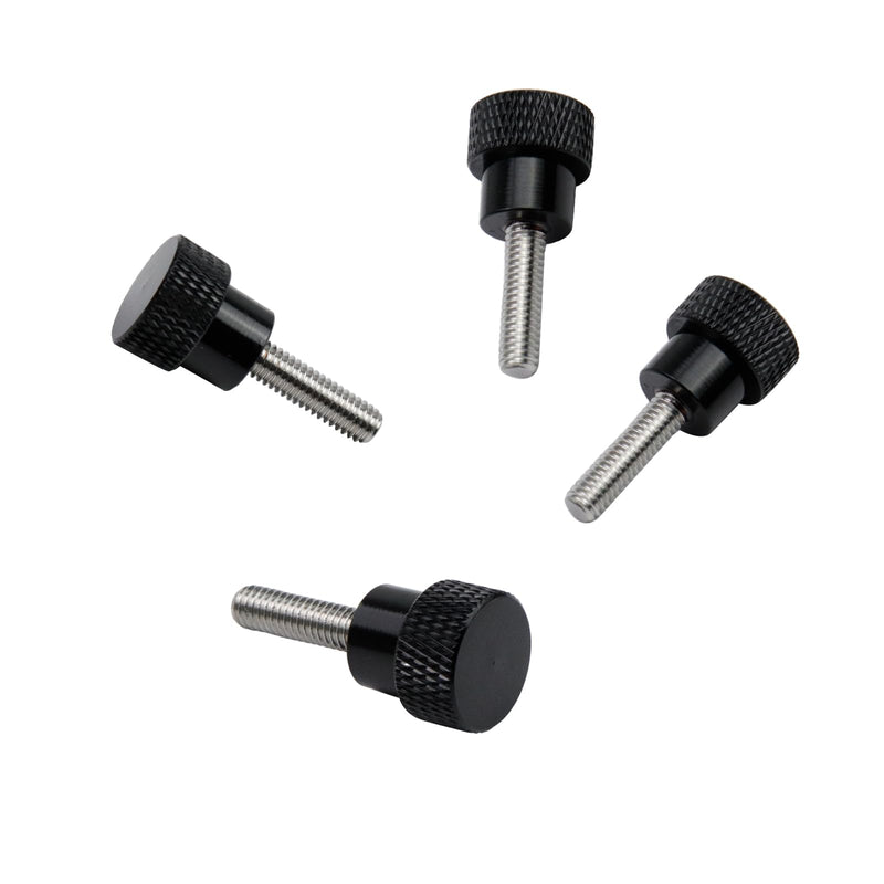 6 Pcs M4 0.59"(15mm) Threads High Head Knurled Thumb Screws Knobs Aluminum Alloy Red Knurled Shoulder Flat Tip Thumbscrew, Black 0.59"(15mm) Threads length
