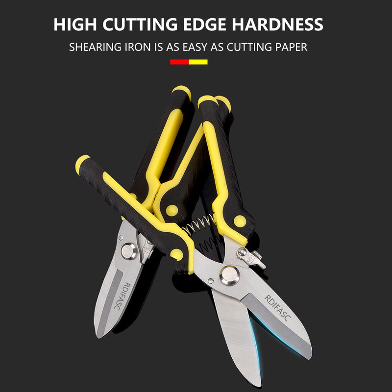 Heavy Duty Scissors Industrial, Tin Snips Heavy Duty,8 Inch Metal Shears,Multi-Purpose Metal Cutter with Comfort Grips,Metal Snips of Cable Wires,Thin Iron,Cardboard