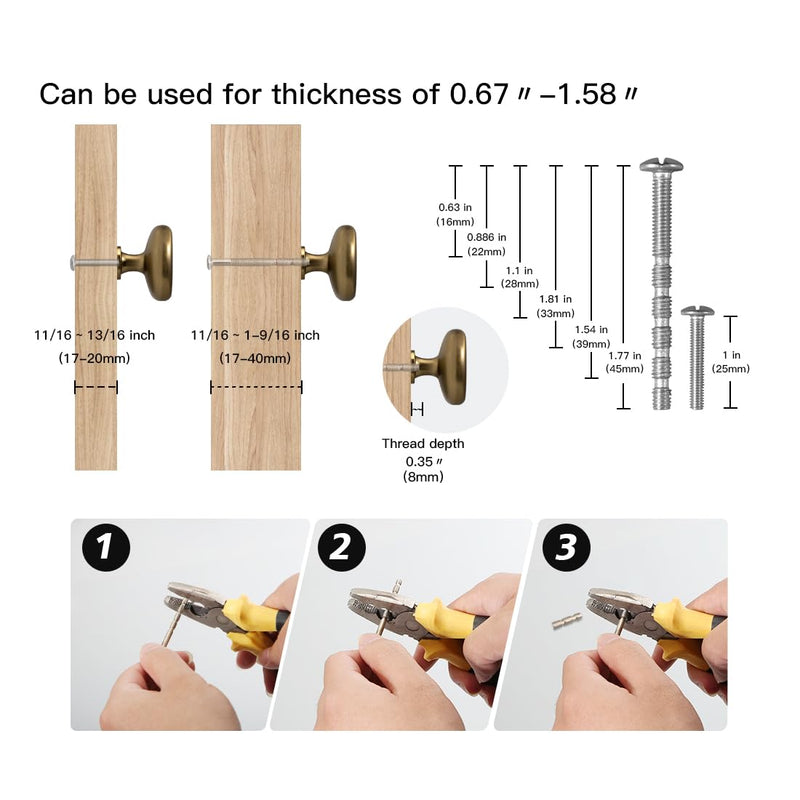 YAGU 10 Pack Champagne Bronze Kitchen Cabinet Knobs 1-1/4 Inch Round Solid Dresser Drawer Knob Dark Gold Modern Hardware Honey Bronze Pulls for Closet Cupboard Wardrobe