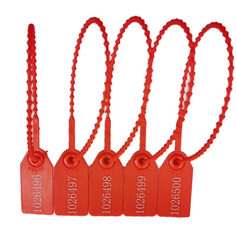 250mm Pull-Tite Security Seal Plastic Seals Signage Numbered(Package of 100) (Red) 100pcs Red