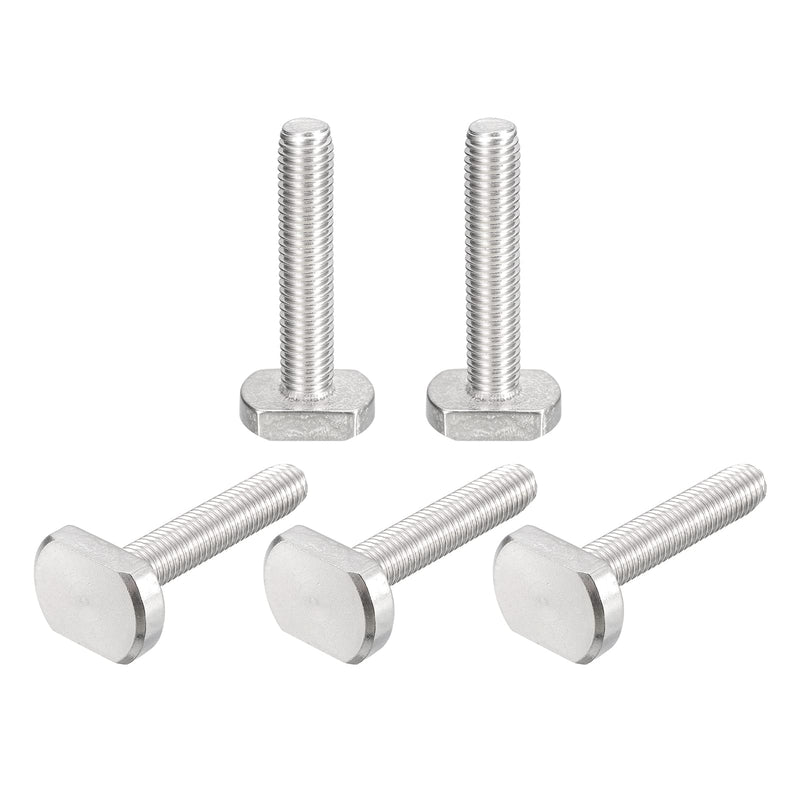 uxcell T-Slot Bolts, 5pcs M10x50mm T Slot Drop-in Stud Sliding Bolts 304 Stainless Steel T Shape Screws for T Track 50mm 5