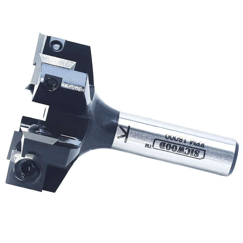 Slab Flattening Router Bit 1/2 Shank, 6-Wing, 2" Cutting Dia, Insert Carbide CNC Spoilboard Surfacing Router Bit, Wood Planer Planing Bit for Flycutter/ Slab Leveler/ Rabbeting by SICWOOD 2" Dia,1/2 Shank, 6-Wing Surfacing Bit 1/2 Shank