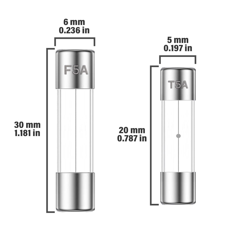 21 Values 250V Fast Slow Blow Glass Fuses Assortment Kit 5X20MM F 1A 2A 5A 10A 15A 20A Cartridge Fusibles 6X30MM T 1 5 10 15 20 Amp Electrical Fuse Tube Set Glass Fuses Kit